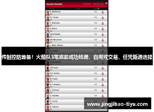 传射控防兼备！火箭队3笔底薪成功捡漏，自用或交易，任凭斯通选择